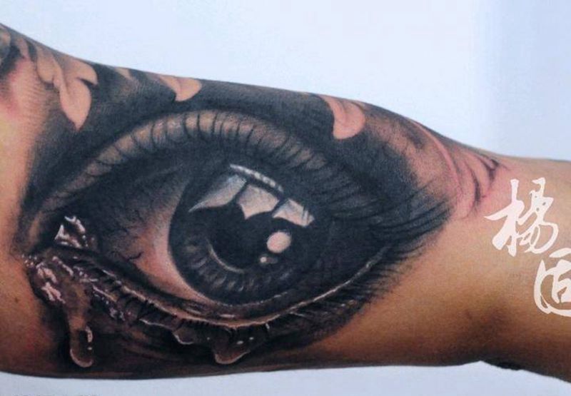 眼睛纹身图片_手臂欧美写实眼睛纹身纹身图案