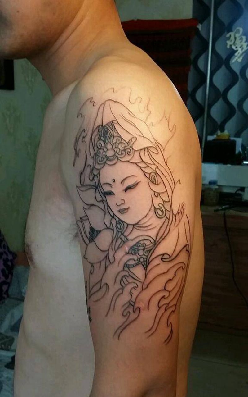 观音纹身图片_传统人物纹身图案