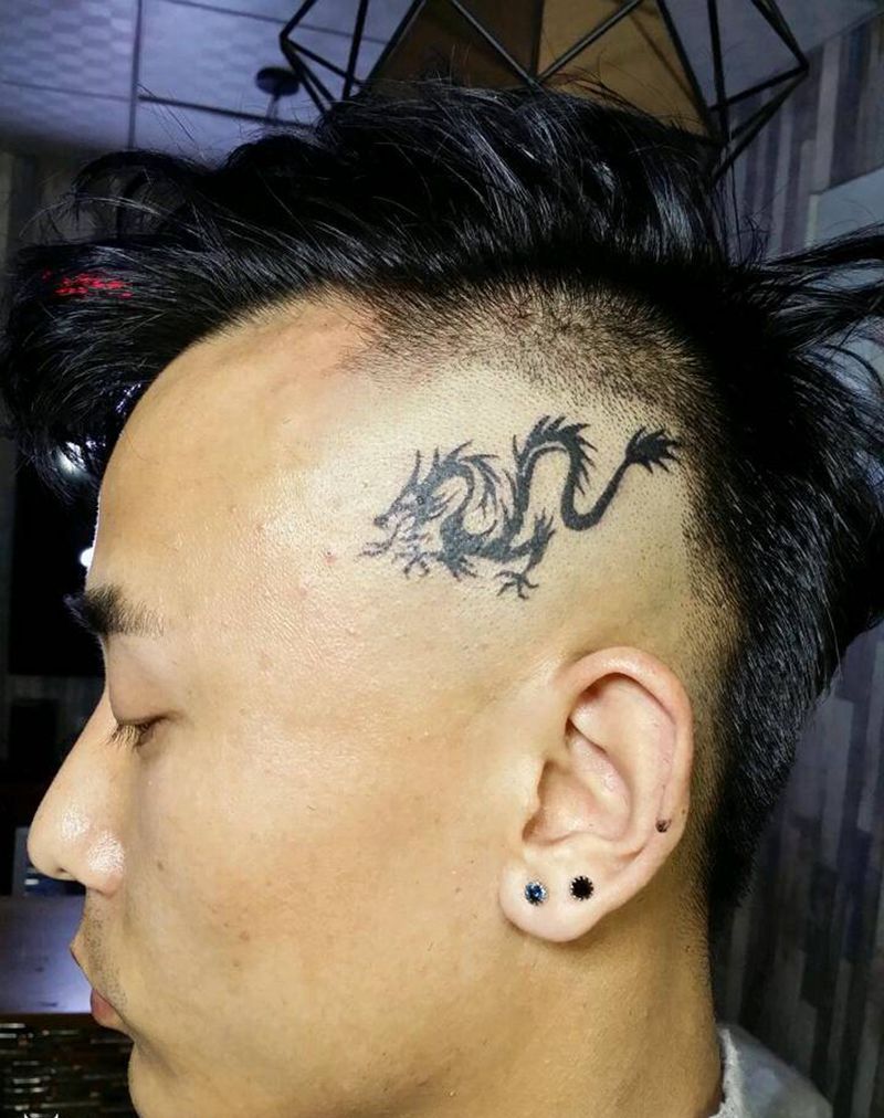 龙图腾纹身图片_颈部传统习俗清新动物鬼神成品手稿纹身图案