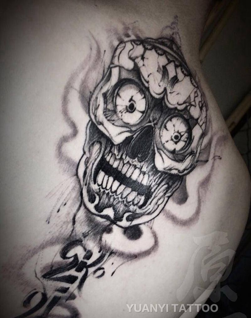 嘎巴拉纹身图片_成品插画背部传统习俗图腾人物鬼神纹身图案