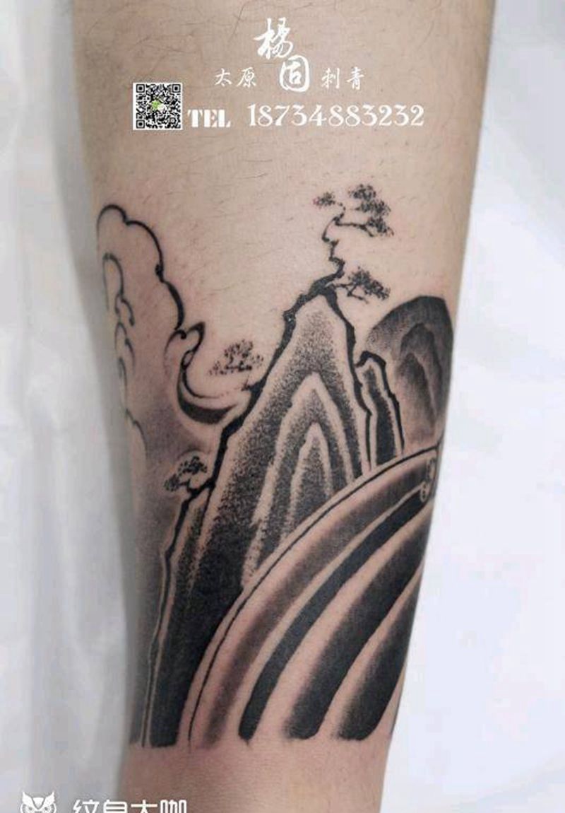 花腿第一步纹身图片_手臂腿部老传统新传统浪臂浪腿臂环纹身图案