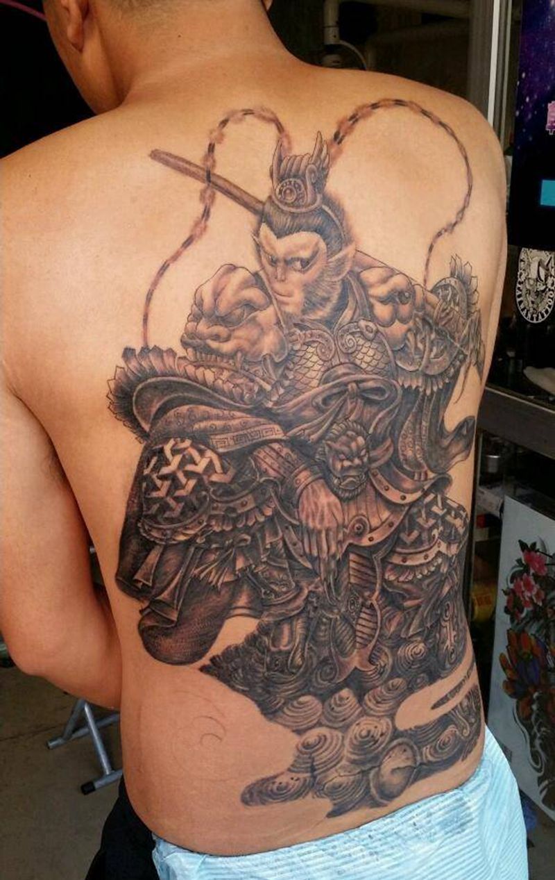 无天纹身图片_背部传统习俗肖像人物鬼神宗教纹身图案