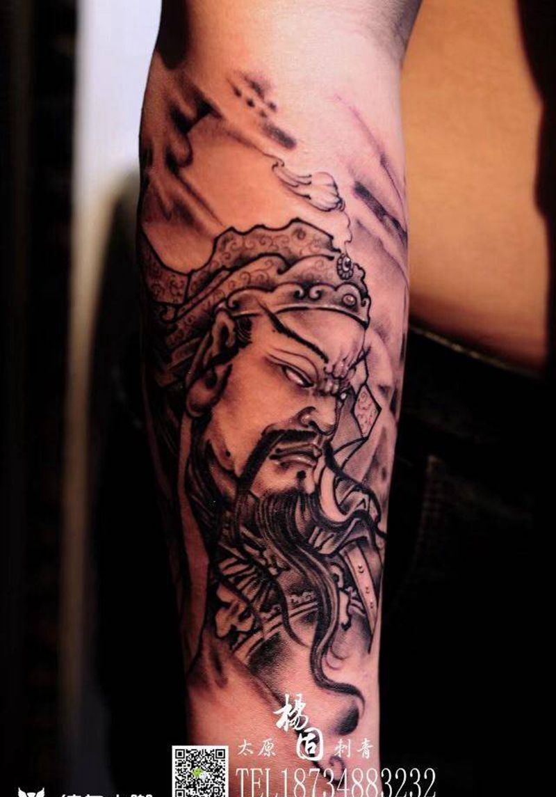 关公纹身图片_成品手臂传统鬼神原创人物宗教纹身图案