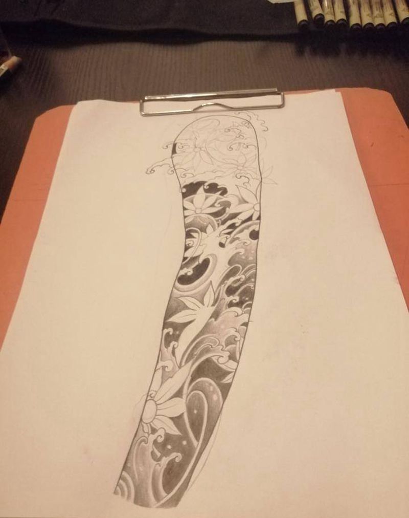 花臂纹身图片_手臂新传统纹身图案