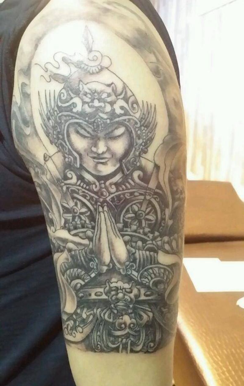 韦陀纹身图片_传统人物鬼神成品纹身图案