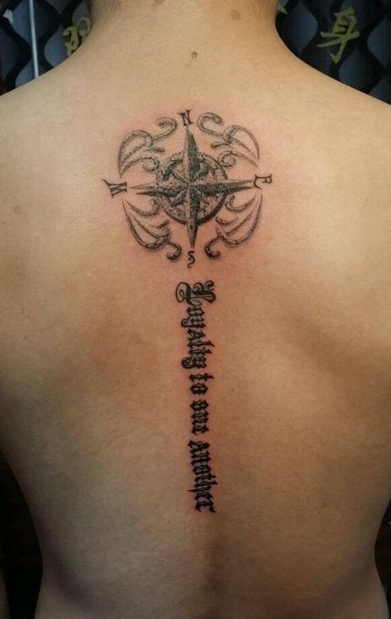 石雕指南针纹身图片_肩部胸部背部手臂腿部几何字符静物原创成品纹身图案