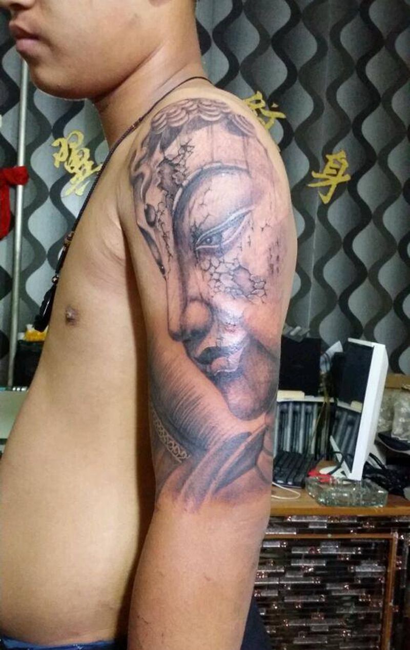 佛纹身图片_手臂人物成品纹身图案