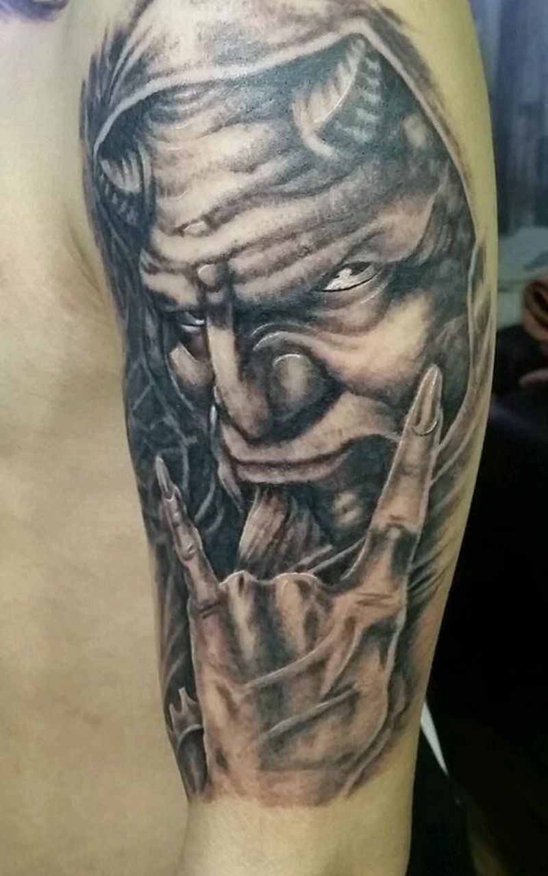 撒旦纹身图片_手臂腿部欧美人物鬼神宗教成品纹身图案