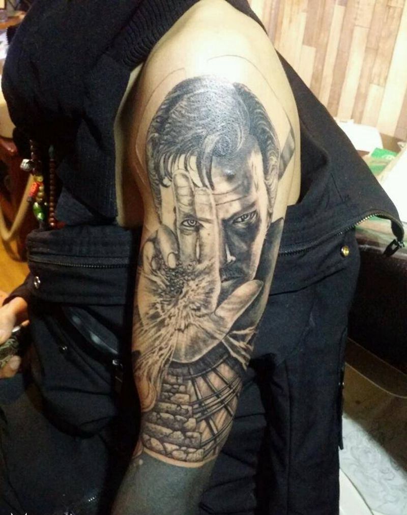 奇异博士纹身图片_手臂欧美传统人物静物原创成品手稿纹身图案