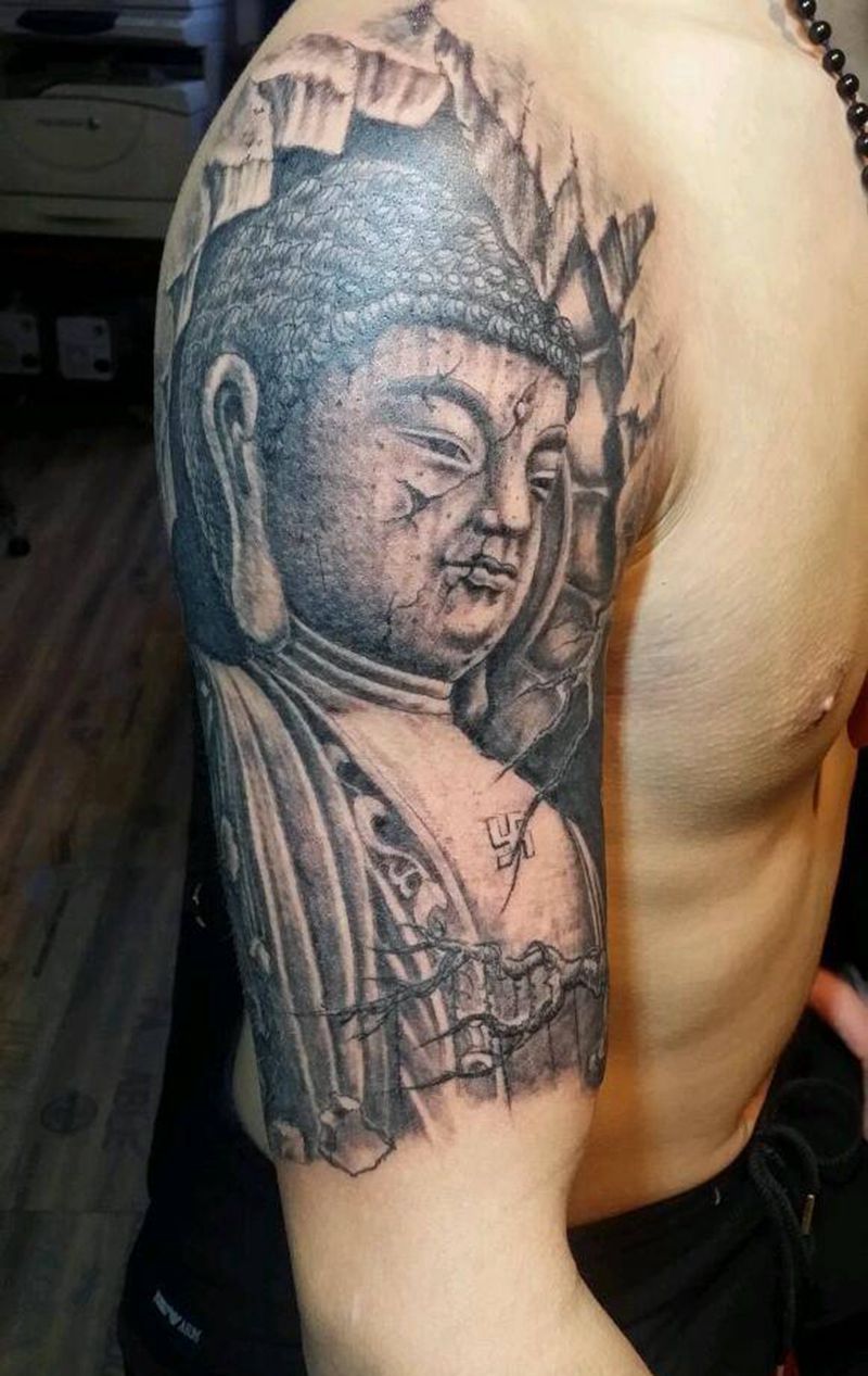 普度众生纹身图片_手臂传统肖像宗教原创成品纹身图案