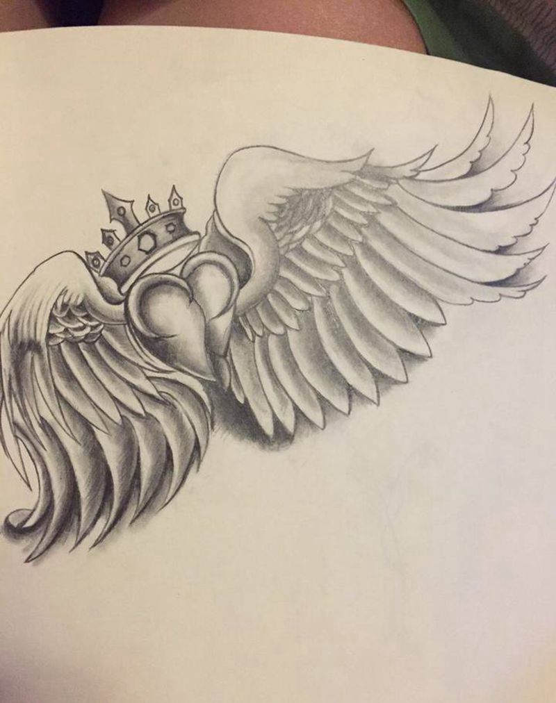 翅膀手稿纹身图片