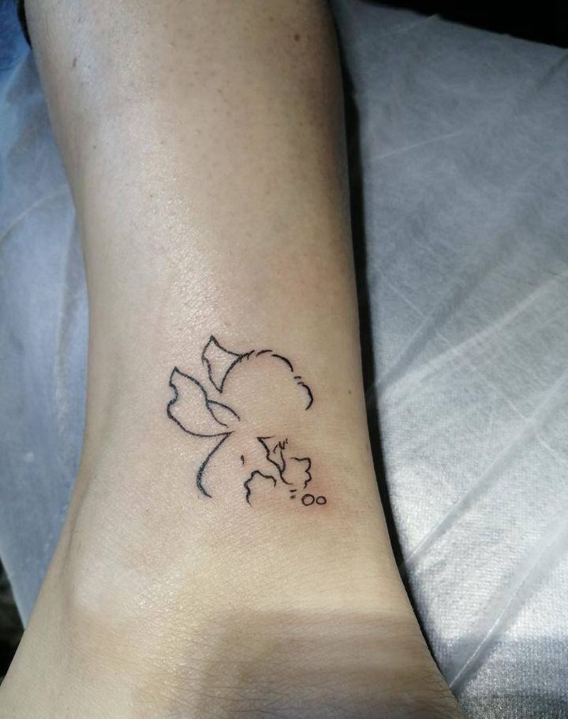 小清新纹身图片_腿部脚部史迪仔 素华纹身图案