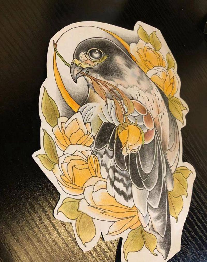 野鸽子纹身图片_手臂腿部New School纹身图案