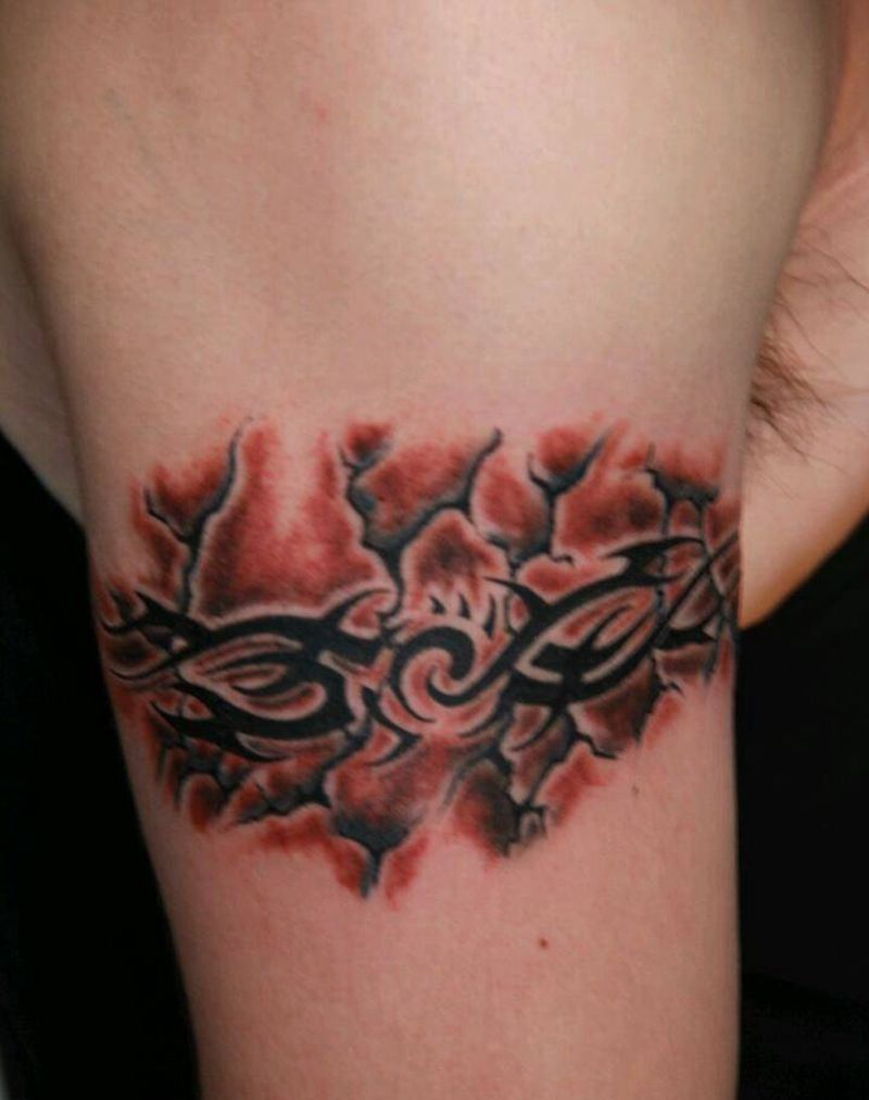 臂环图腾纹身图片_手臂传统国画几何图腾原创成品纹身图案