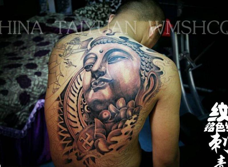 佛头，肖像纹身图片