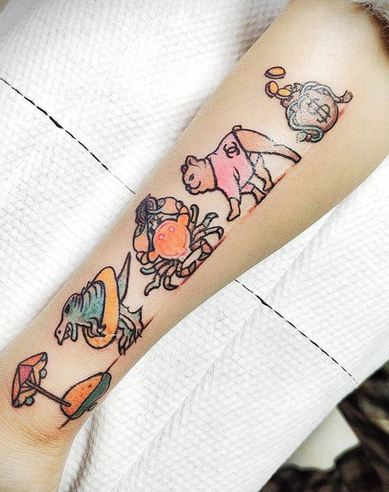 欧美彩色小图纹身图片_手臂老传统纹身图案