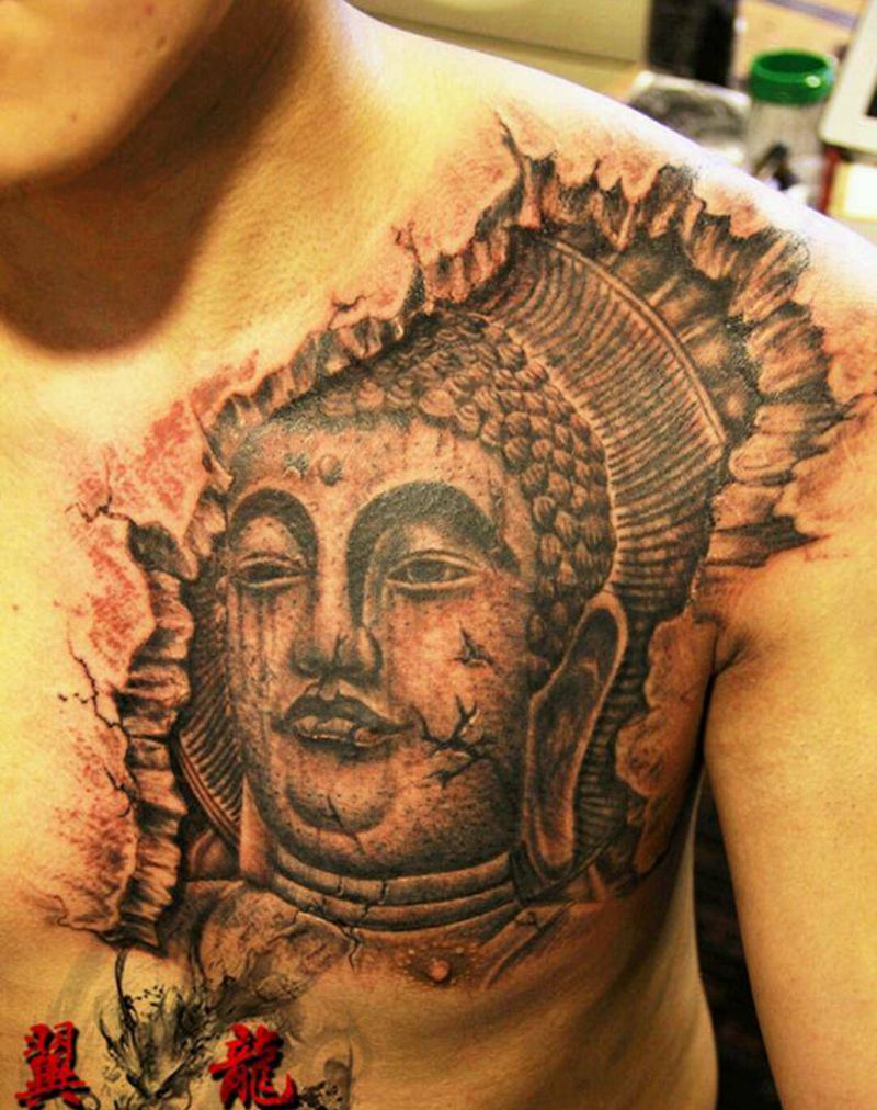 石雕佛纹身图片_传统肖像人物鬼神宗教成品纹身图案