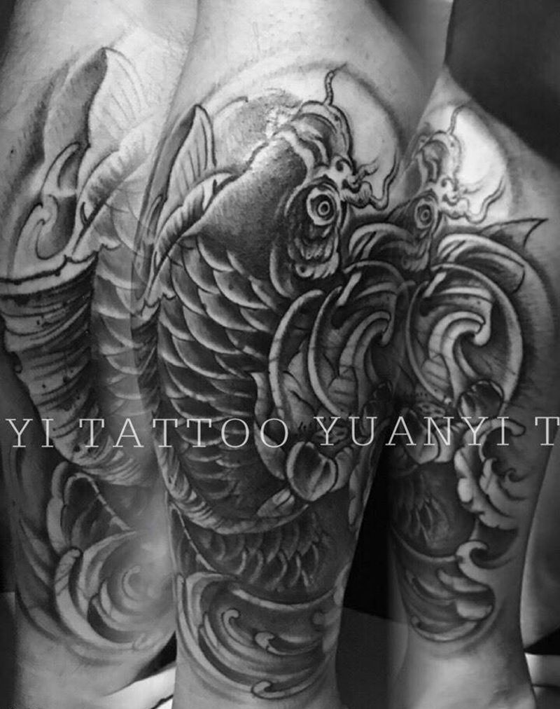 遮盖纹身图片_成品腿部传统遮盖动物纹身图案