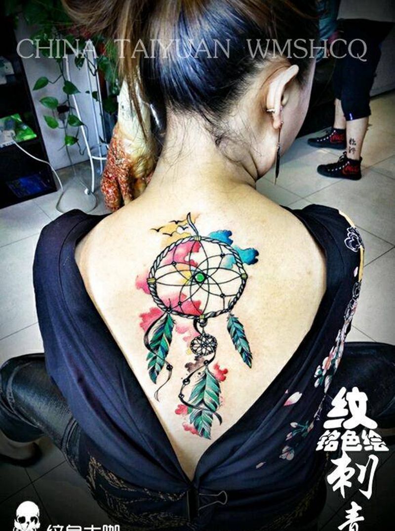 捕梦网纹身图片