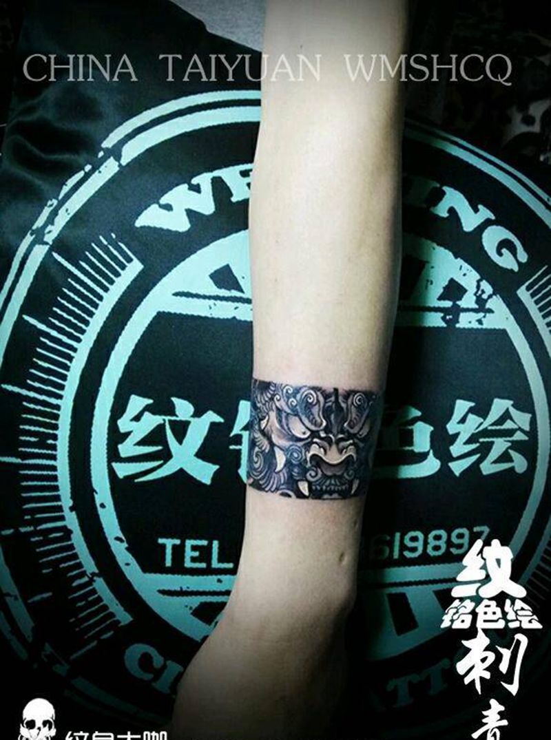 手环唐狮纹身图片
