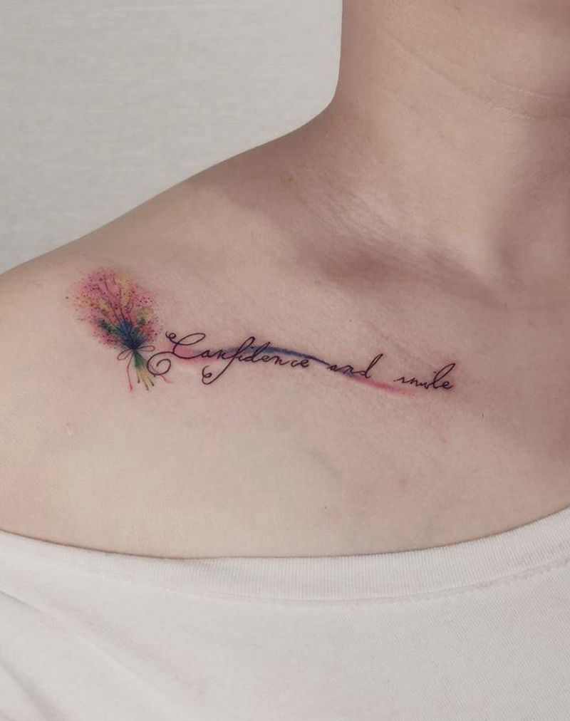 花束纹身图片_肩部水彩纹身图案