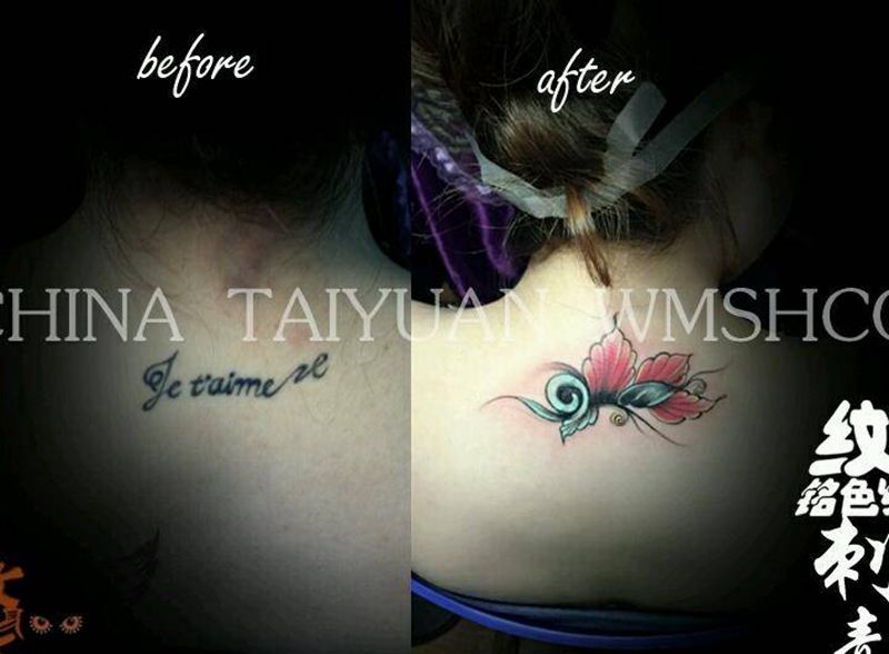 遮盖英文！纹身图片_清新纹身图案