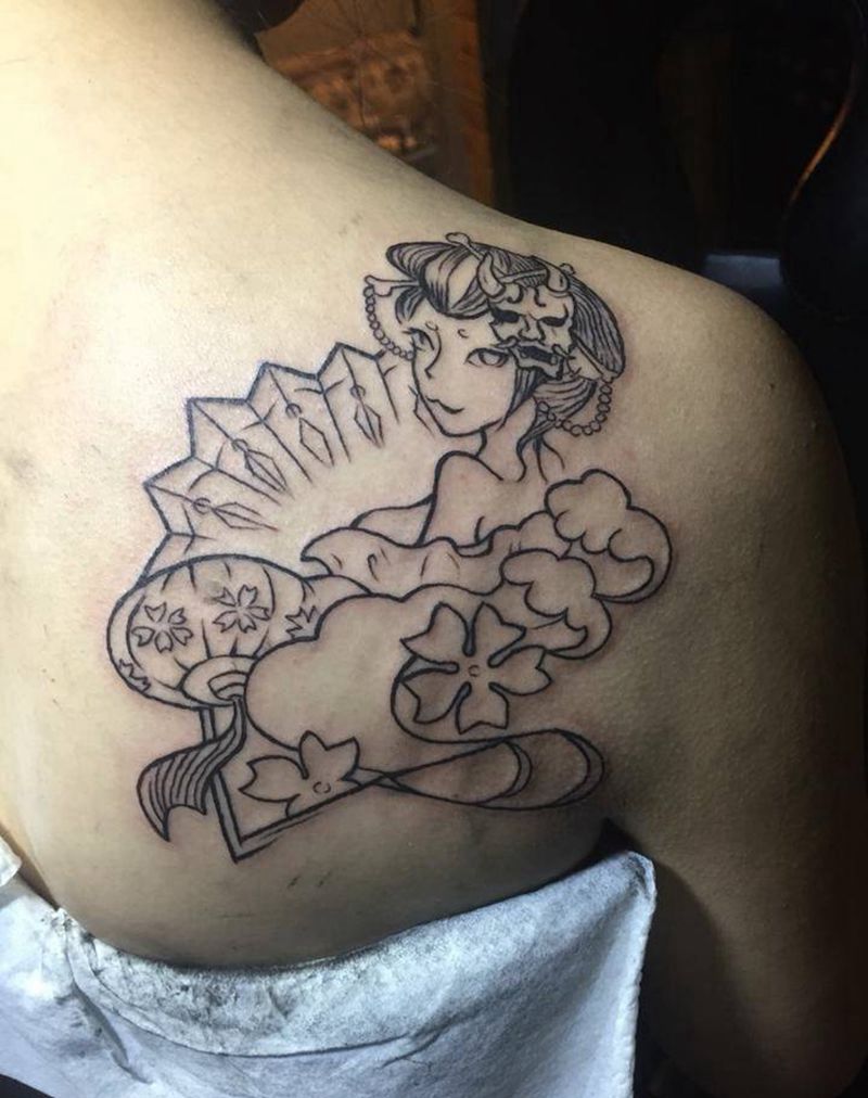 卡通艺妓纹身图片