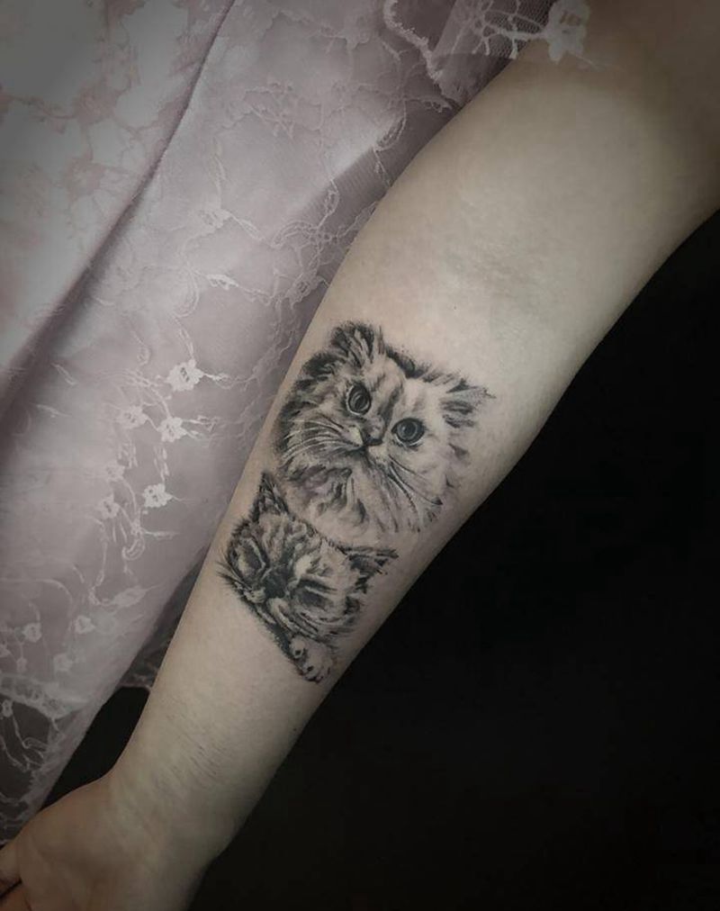 你的猫纹身图片_成品插画手臂欧美清新写实动物纹身图案