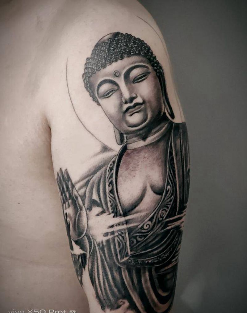 大日如来纹身图片_手臂新传统纹身图案