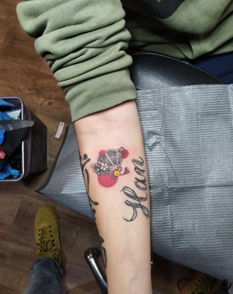 原创手稿纹身图片_手臂New School扇子纹身图案