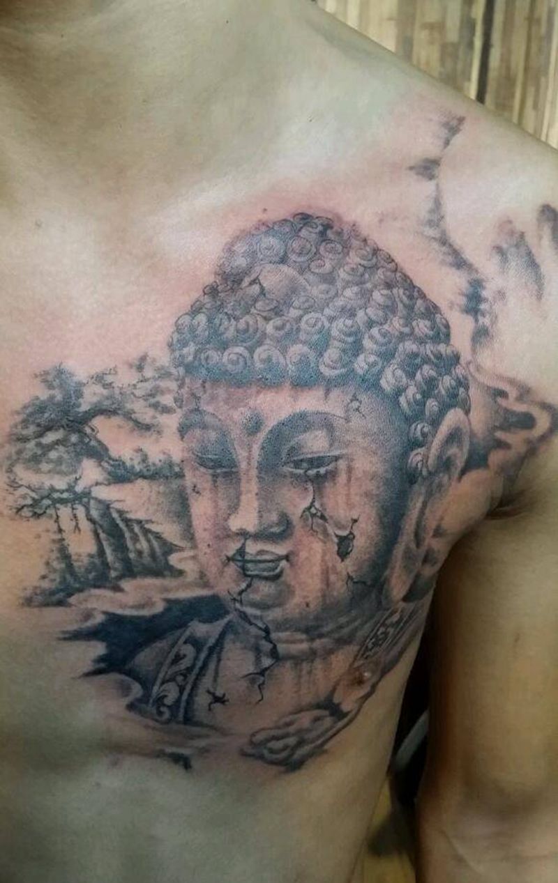 石雕佛纹身图片_传统习俗肖像人物宗教成品纹身图案