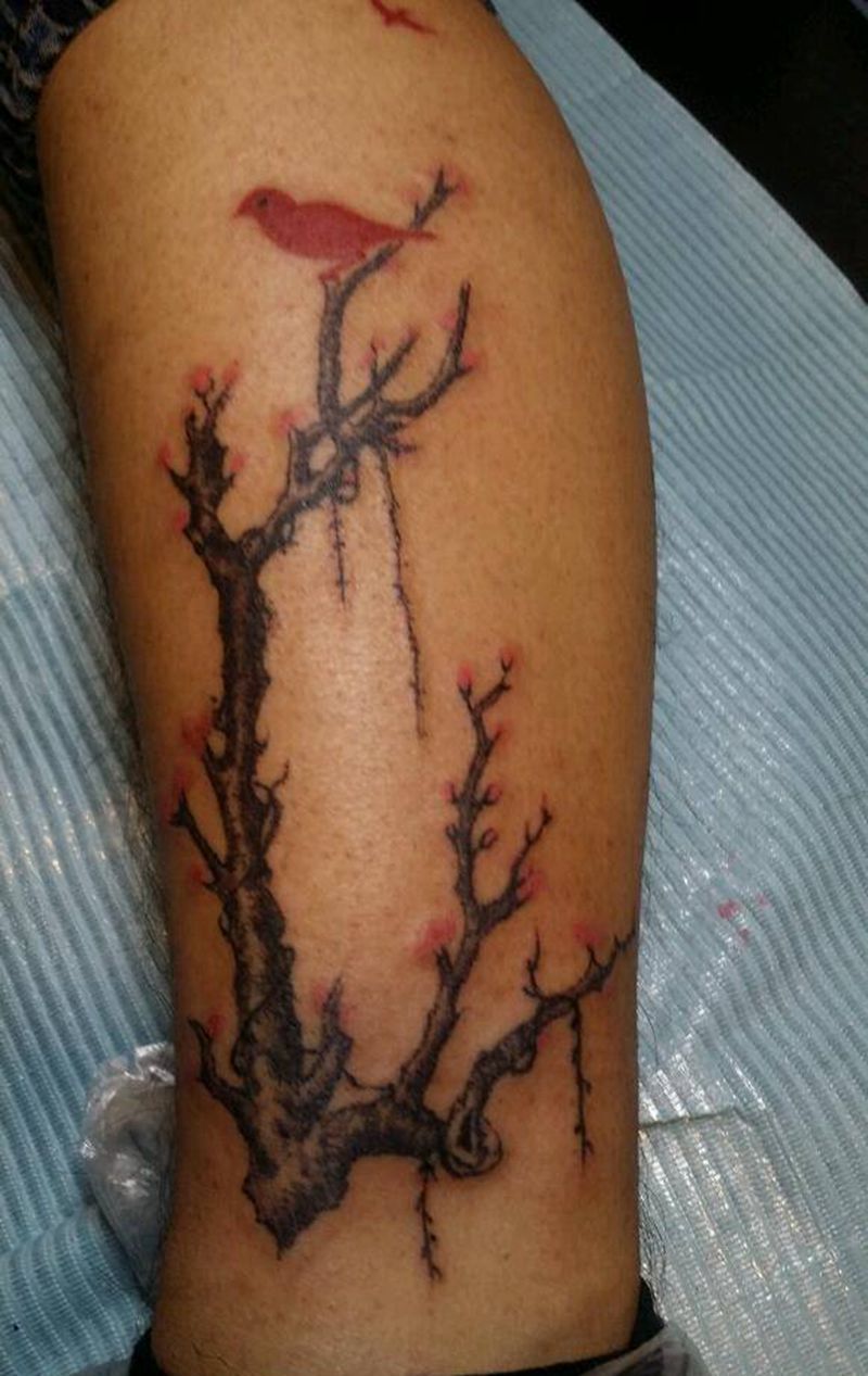 冬纹身图片_腿部传统动物植物静物成品纹身图案