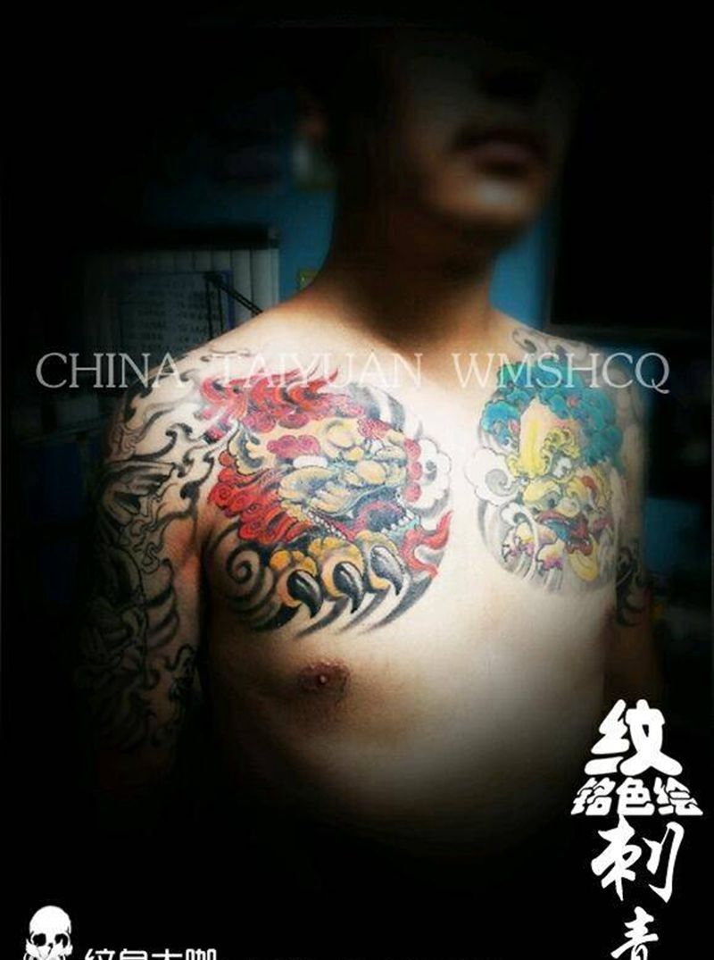 双甲，福狮纹身图片