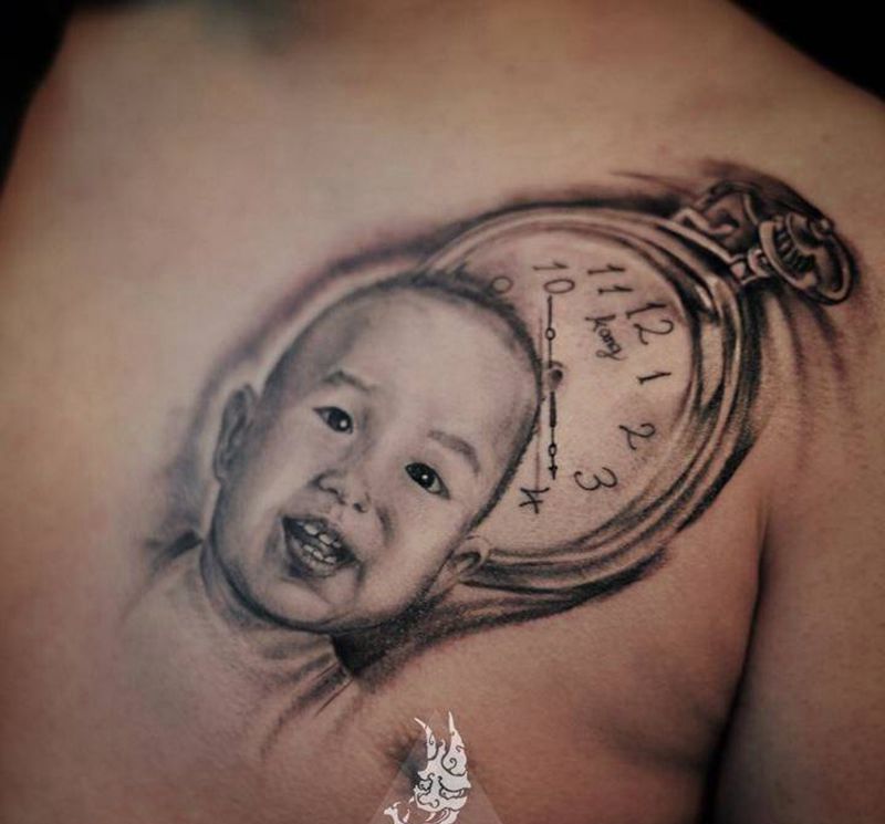 他和他的娃纹身图片