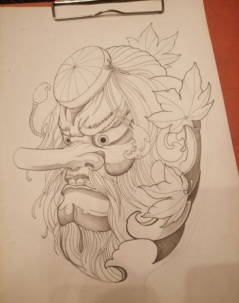 未完成手稿纹身图片_胸部腿部新传统New School纹身图案