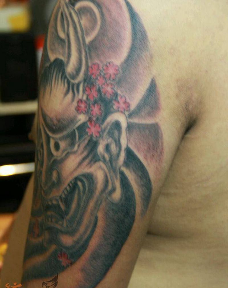 班诺纹身图片_肩部手臂手部传统肖像鬼神原创纹身图案