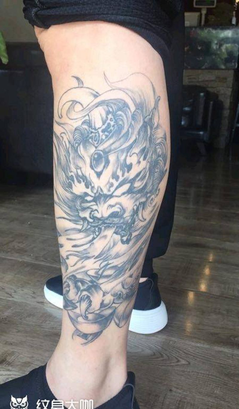 修改，原图非本店作品纹身图片_腿部传统成品纹身图案