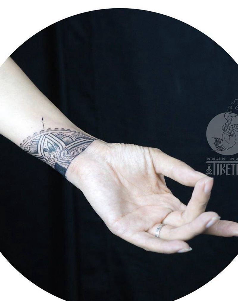 曼达拉.手环纹身图片_手臂手部图腾几何曼达拉手环遮盖纹身图案