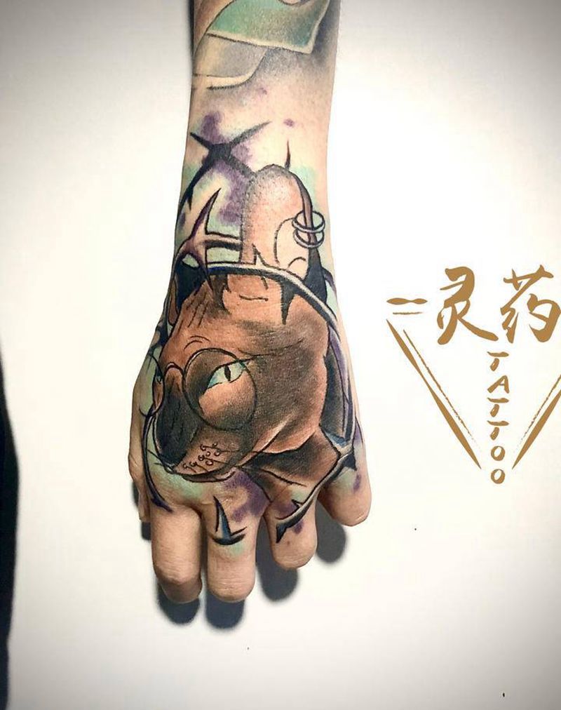 司芬克斯纹身图片_手部New School纹身图案