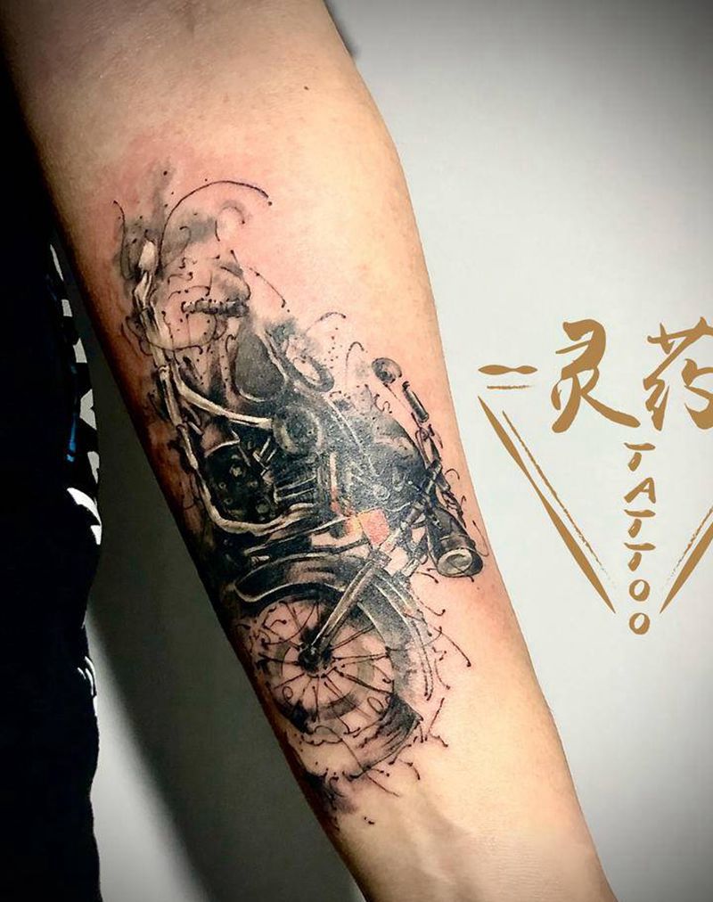 摩托纹身图片_手臂纹身图案
