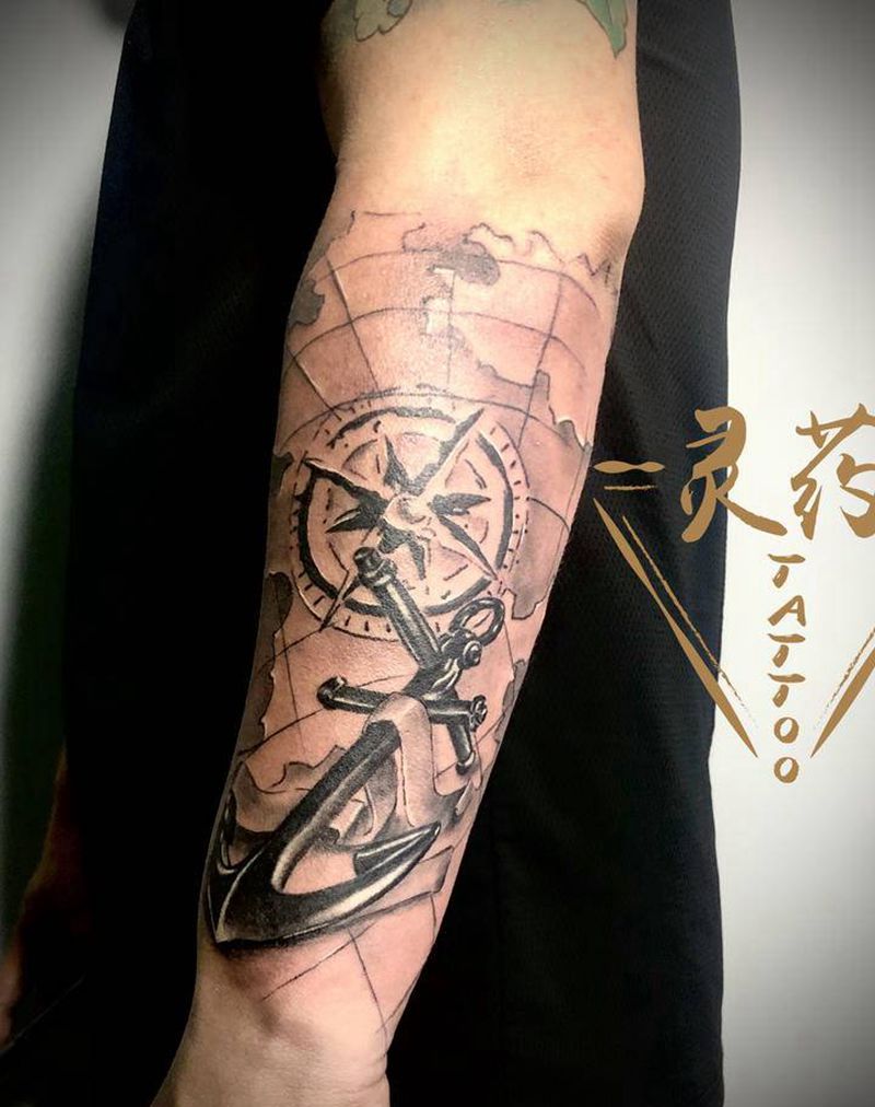 船锚纹身图片_手臂纹身图案