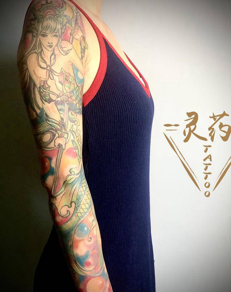 美人鱼纹身图片_手臂纹身图案