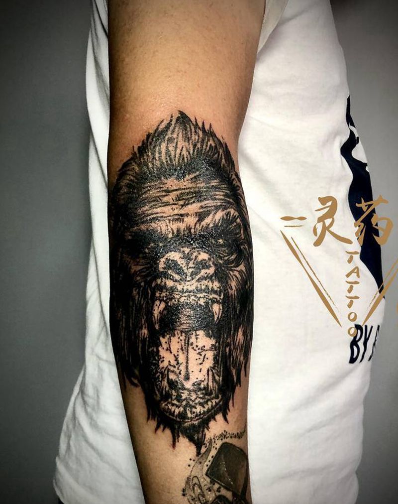 猩猩纹身图片_手臂纹身图案