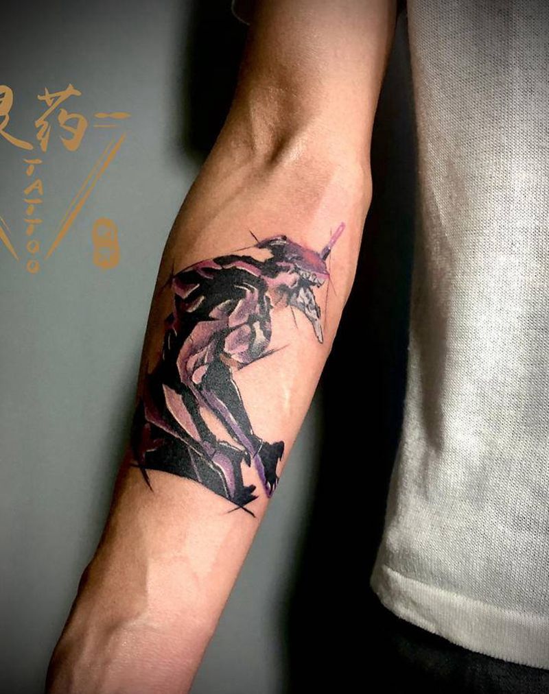 初号机暴走纹身图片_手臂纹身图案