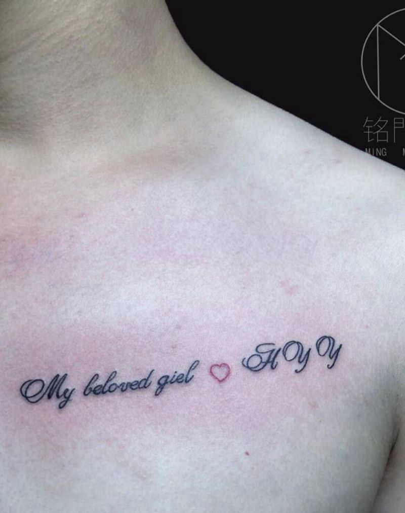 英文纹身图片_胸部纹身图案