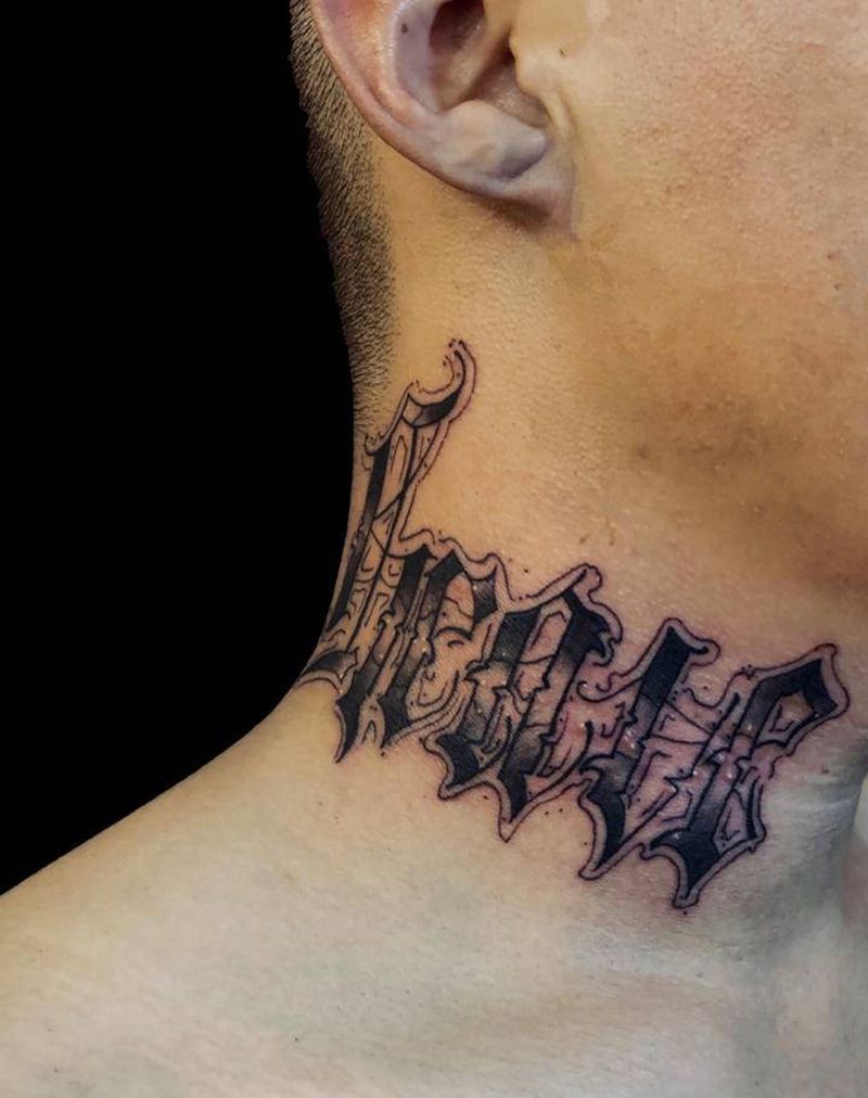 奇卡诺纹身图片_颈部纹身图案