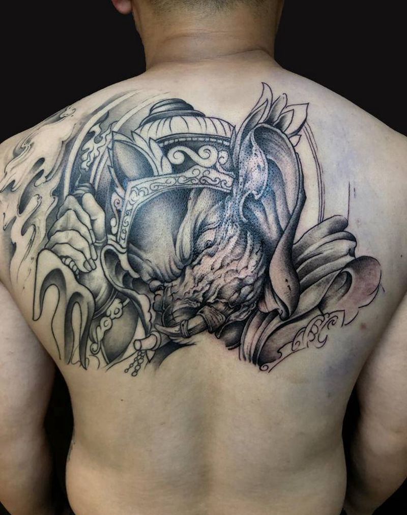 象神未完待续纹身图片_背部纹身图案