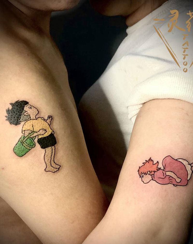 悬崖上的金鱼姬纹身图片_手臂纹身图案