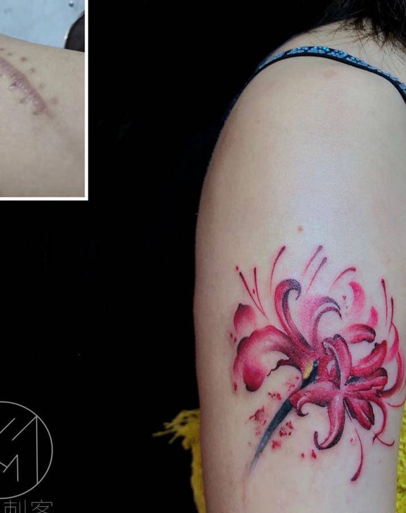 彼岸花纹身图片_手臂纹身图案