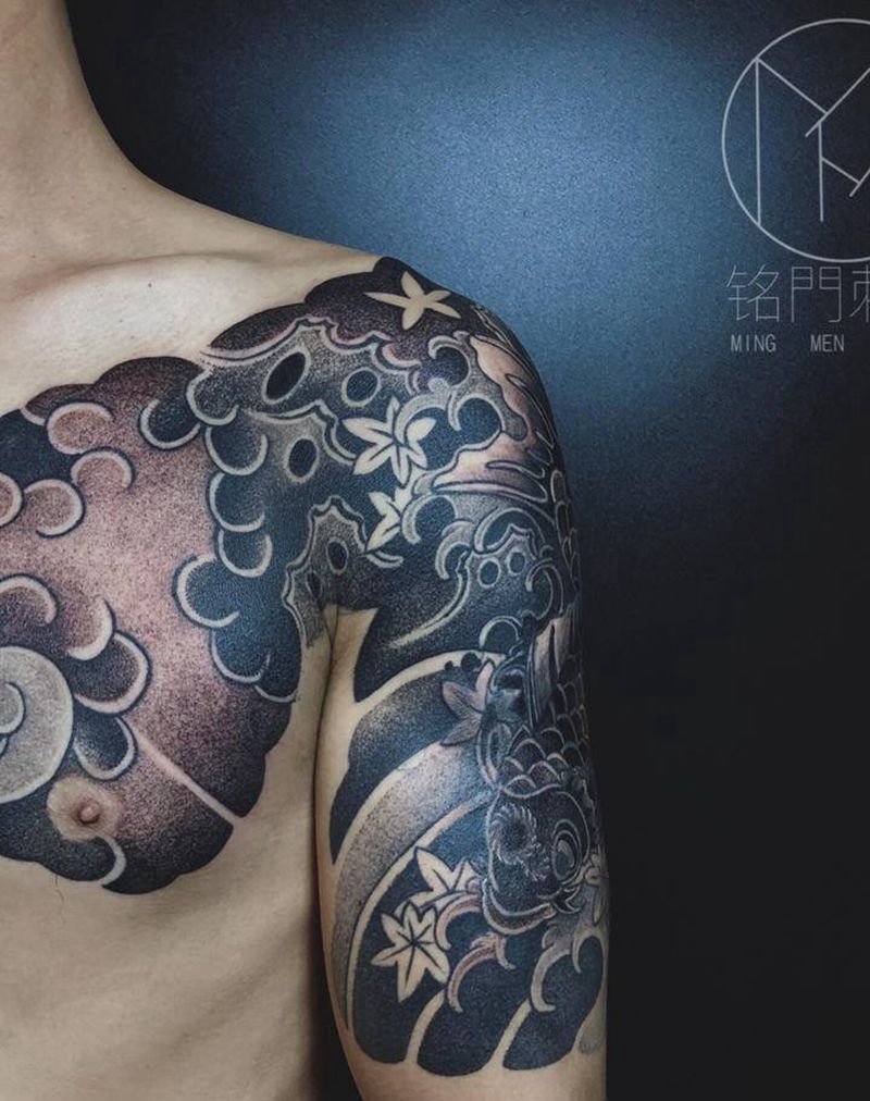 日式半甲纹身图片_手臂老传统纹身图案